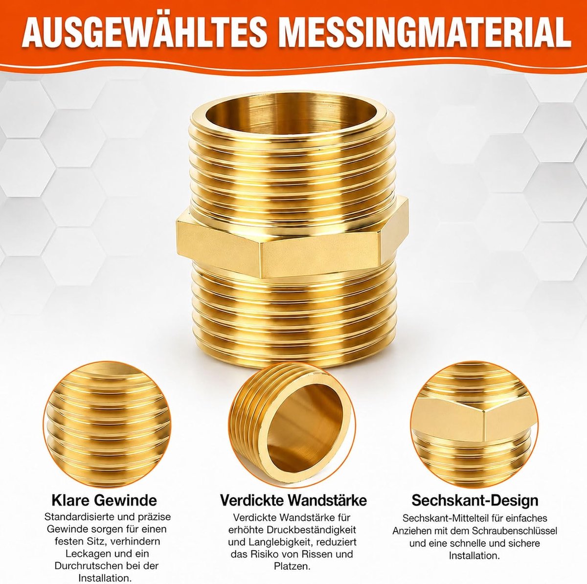 Dubbele koppelingen 1 inch - messing verloopstuk - buitendraad 1 inch - ideaal voor verwarming en sanitair - ShopVlot