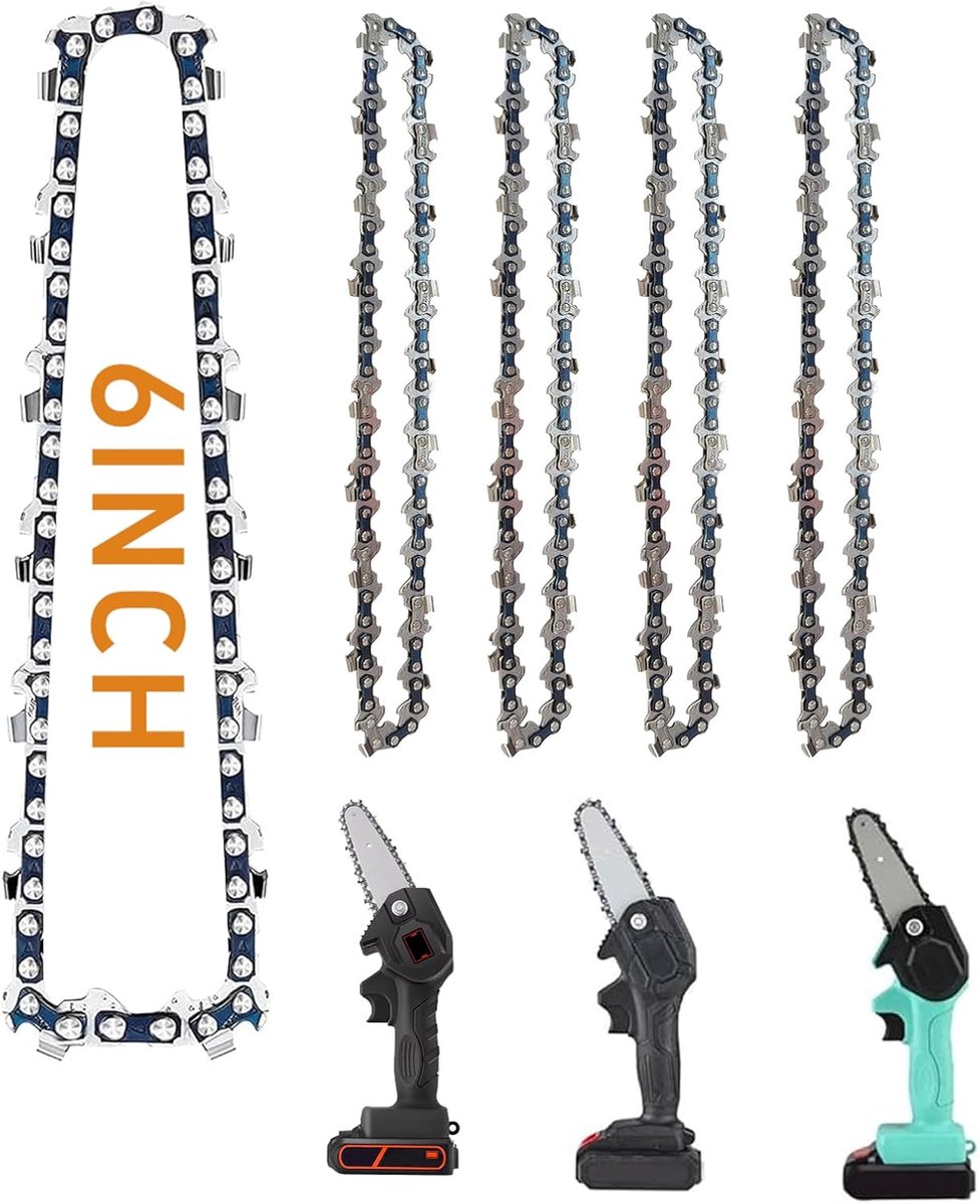 Mini kettingzaagketting 6 inch - 5 stuks vervangbare zaagkettingen - 37 schakels - ideaal voor landschapswerk - ShopVlot