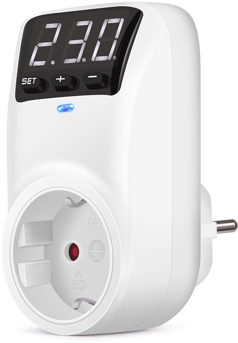 Spanningsbeveiligingsstekker EU-Standaard 16A 3680W – Digitale overspanning onderspanning en overbelastingsbescherming met LED-display