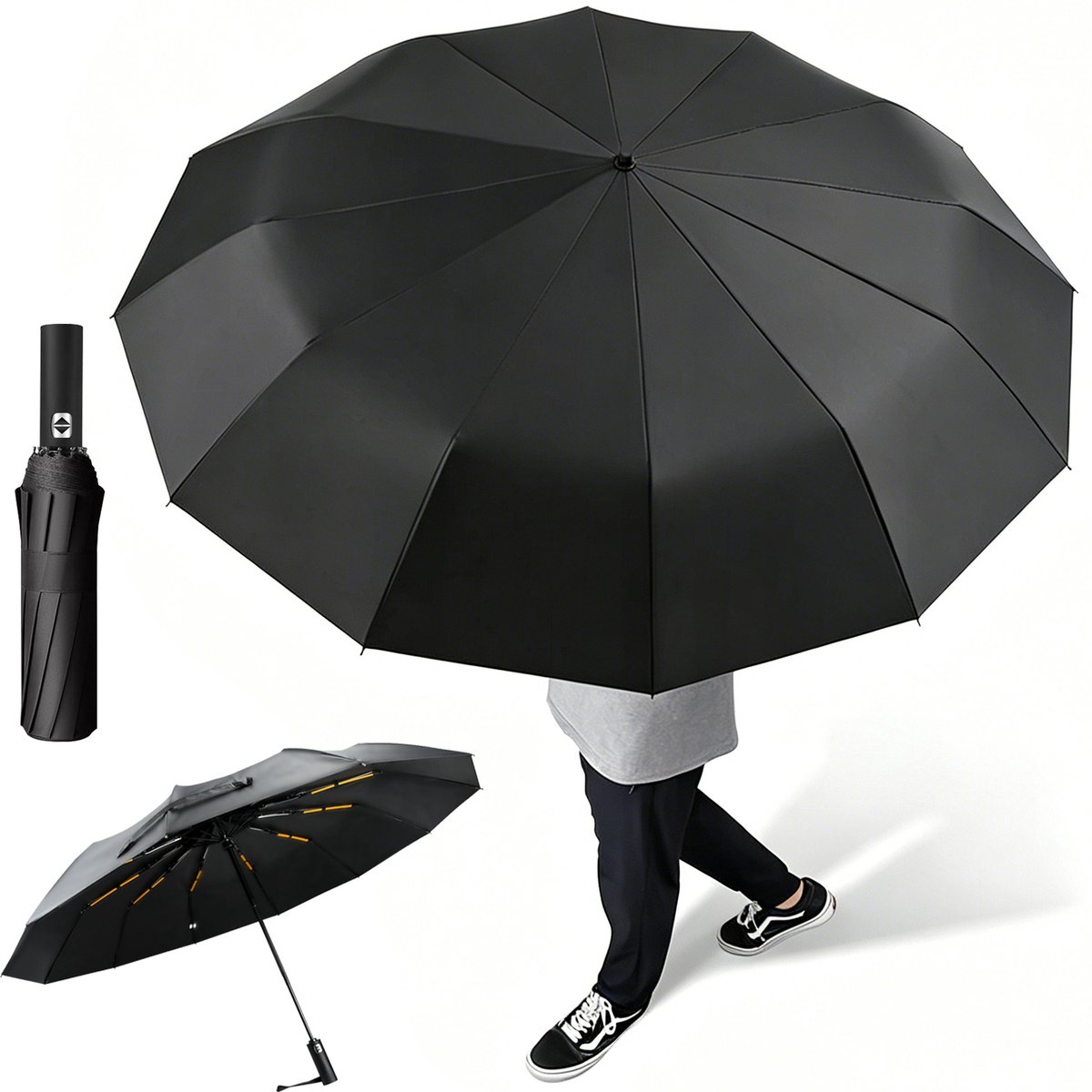Merkloos Automatische Paraplu XL - Winddicht, UV-bescherming, 2-persoons