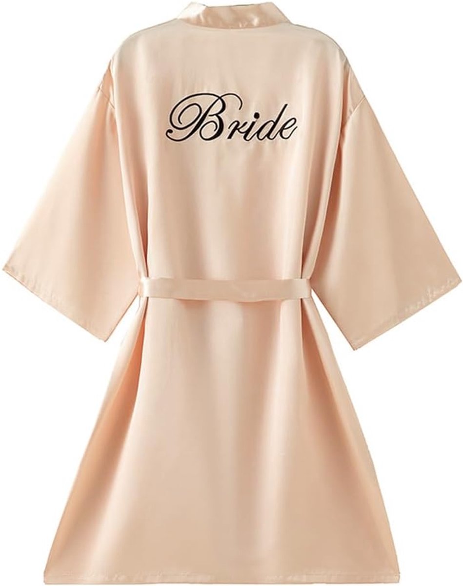 Dressing gown voor bruiden - V-hals - Elegante satijnen trouwjas - Perfect voor bruiloften - SnelShoppen