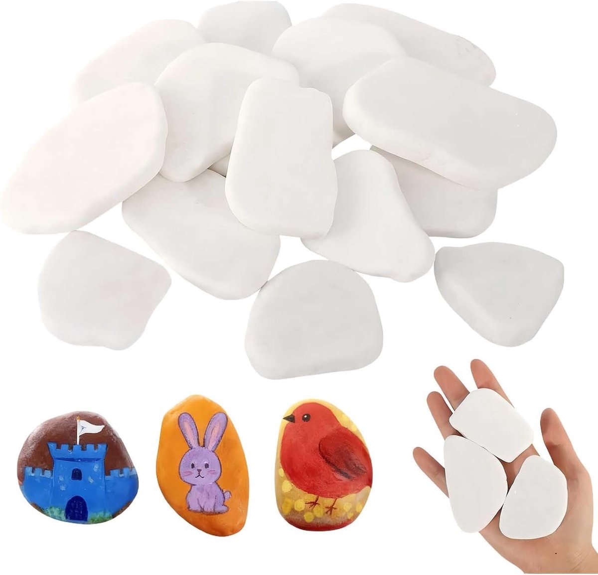 Schilderstenen Set - Creatieve Kiezels - DIY Decoratie - Natuurlijke Rivierstenen - 15 Stuks - Niet-gecoat