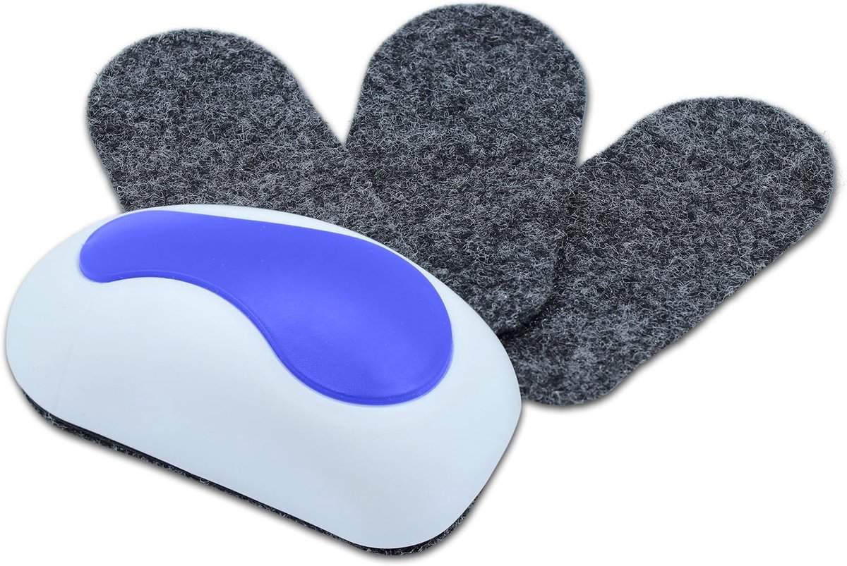 Bordwisser met 3 vervangfilters - ergonomisch ontwerp - sterke magneten - ideaal voor whiteboards - ShopVlot
