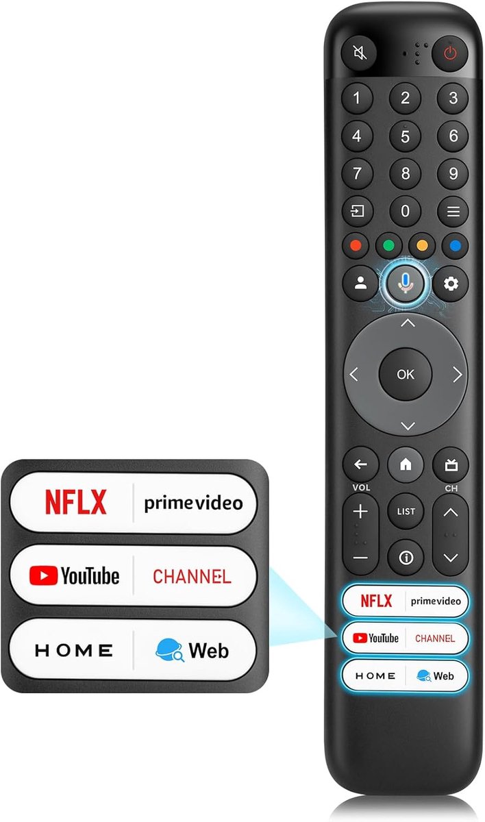 Afstandsbediening TCL Smart TV - stemafstandsbediening - 6 sneltoetsen - eenvoudig koppelen - ShopVlot