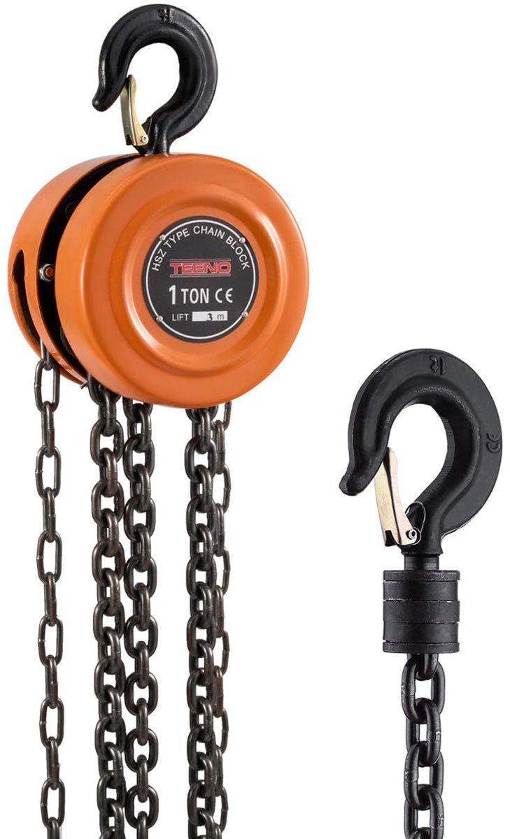 Handtakel 1000 kg - 3 m hefhoogte - Robuuste haak - Efficiënt en soepel gebruik - ShopVlot