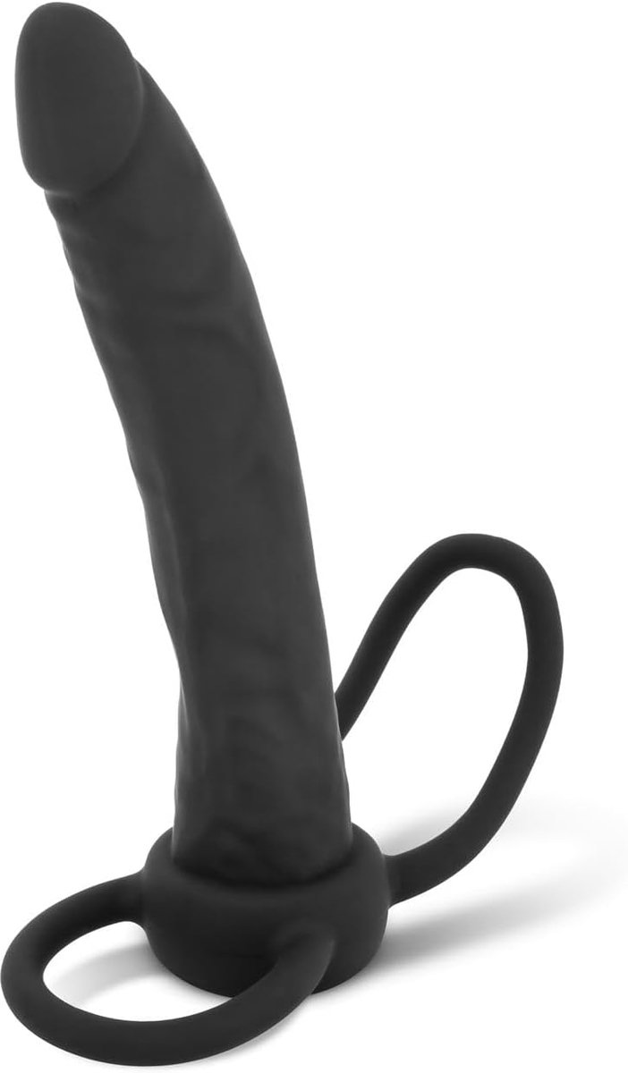 Dildo met Ring - Zacht en flexibel silicone - Gebogen schacht - Perfect voor dubbele penetratie - ShopVlot