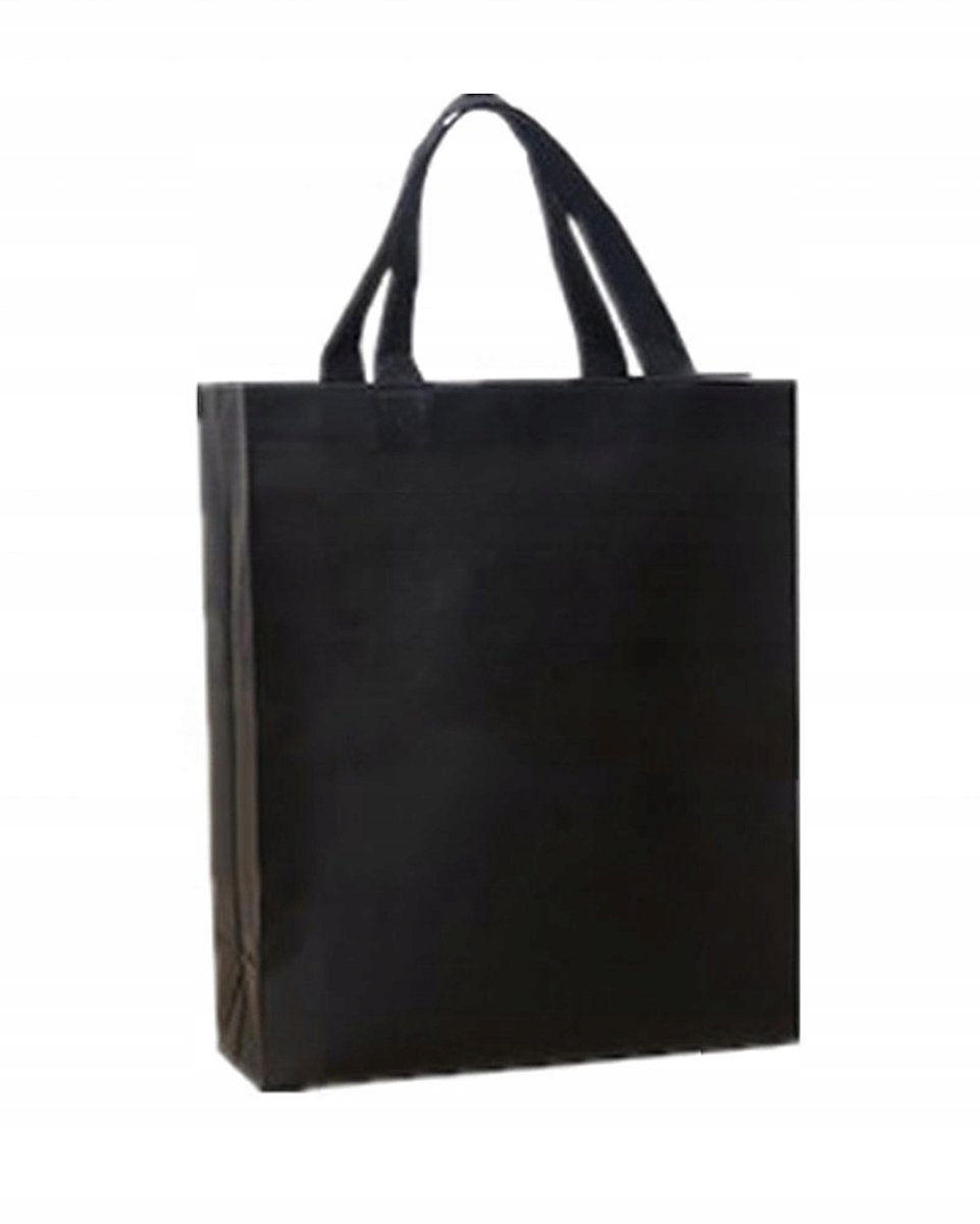 Zwarte herbruikbare boodschappentas van non-woven stof, 38x30 cm