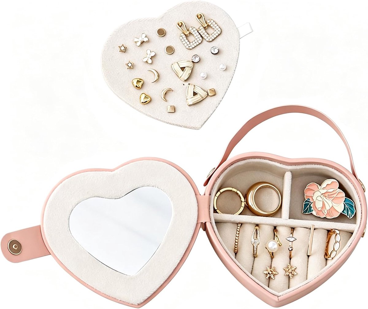 Sieradendoosje voor op reis - roze - sieradenorganizer - perfect voor het meenemen van sieraden - ShopVlot