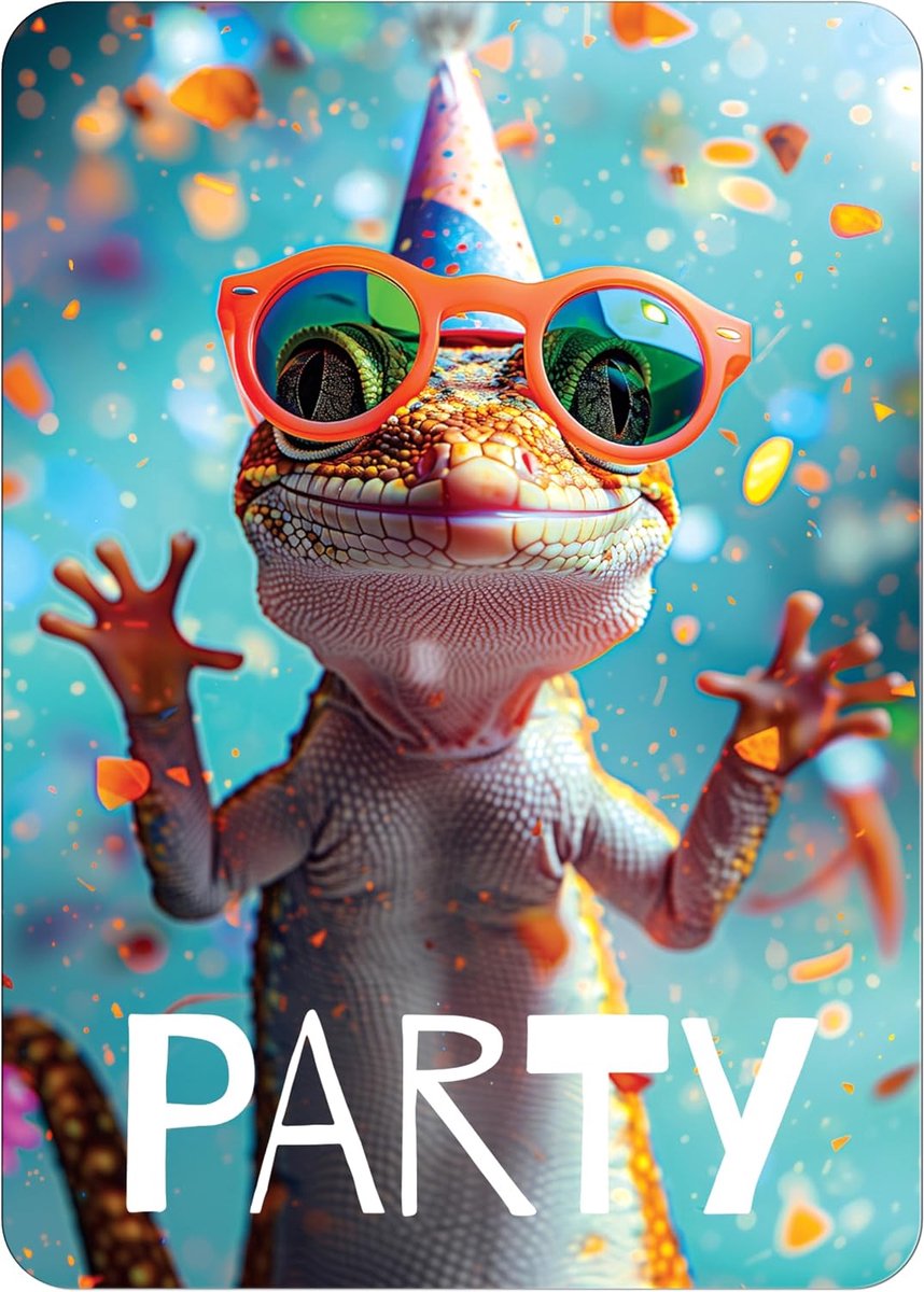 Uitnodigingskaarten kinderverjaardag - 12 stevige kaarten - groene gekko - perfect voor dierenfeestje - ShopVlot