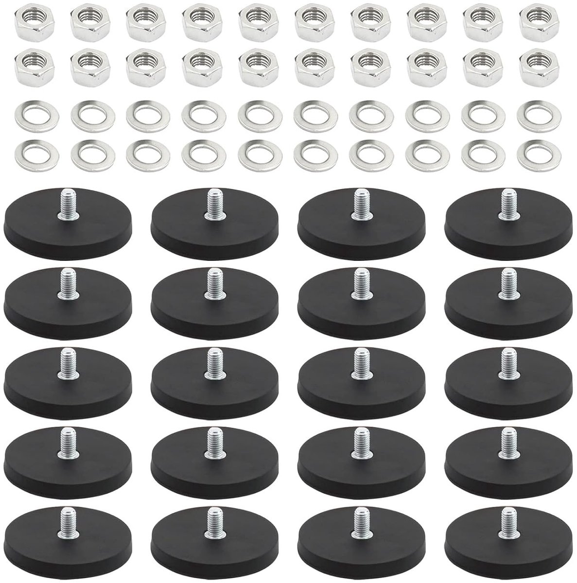 Rubberen gecoate magneet 43mm - Neodymium met M6 draadeind - Sterke hechting - Ideaal voor verlichting en camera - ShopVlot