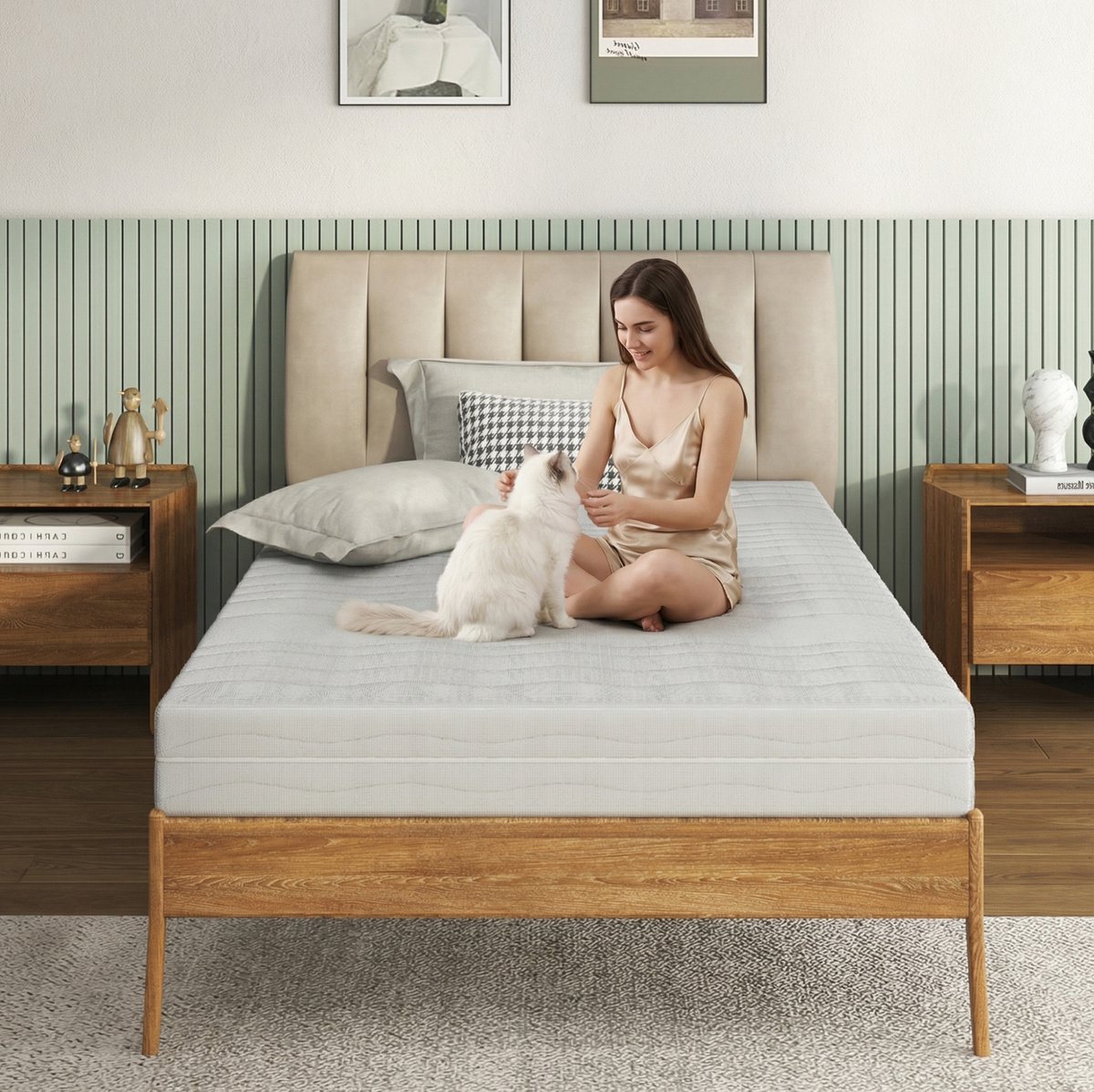 COVREO Matras 140x200x13 cm wit, koudschuim met afneembare hoes, middelhard White