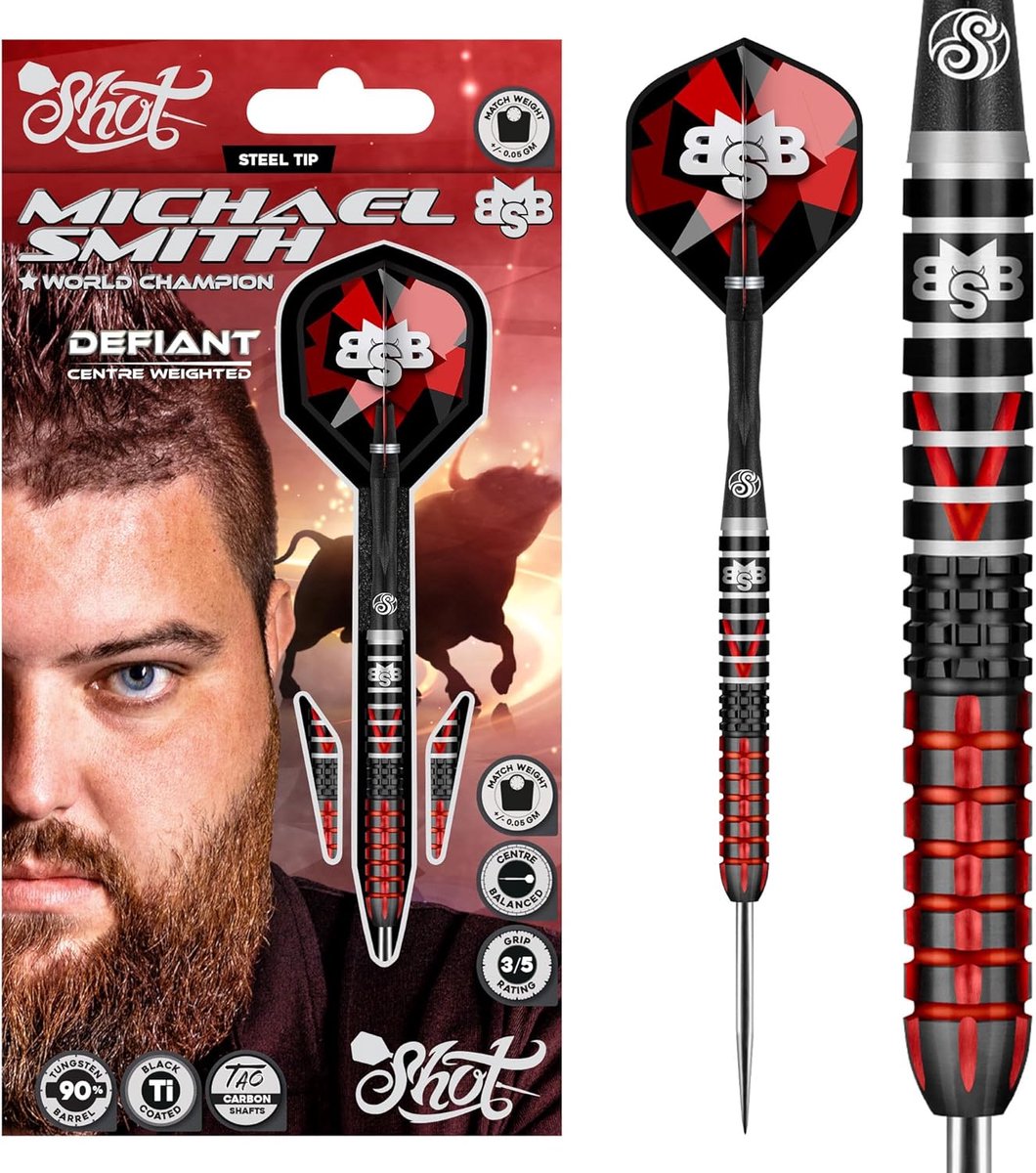 Dart pijlen 24g - 90% tungsten - Michael Smith Defiant - Voor de serieuze speler - ShopVlot