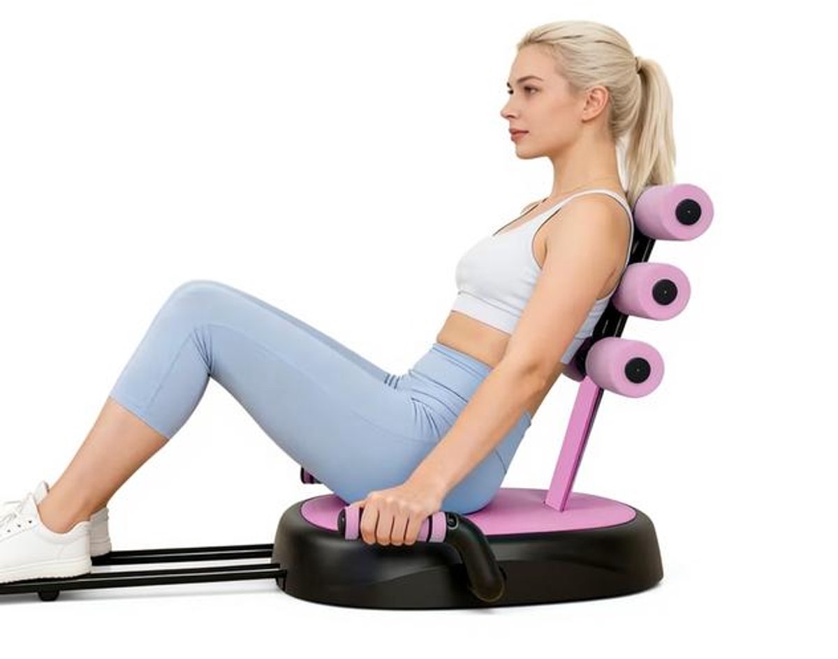 5-in-1 Multifunctionele Buikspiertrainer met Weerstandsbanden - Roze.