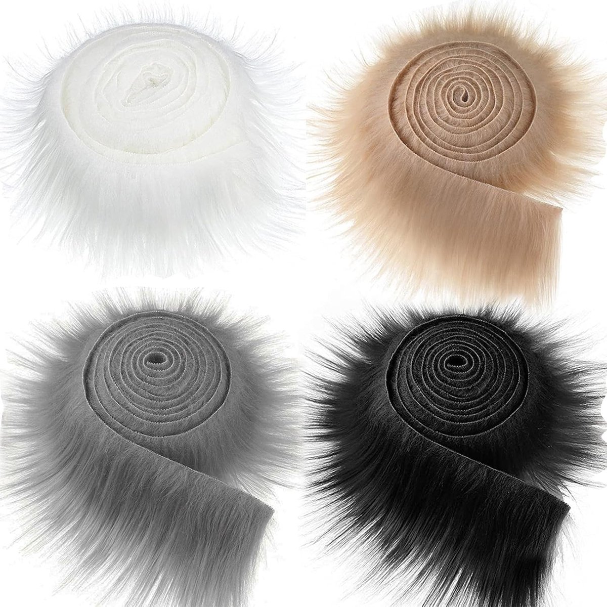 Faux fur voor knutselen - 2 x 150 x 10 cm - wit, bruin, zwart - ideaal voor DIY decoraties - ShopVlot