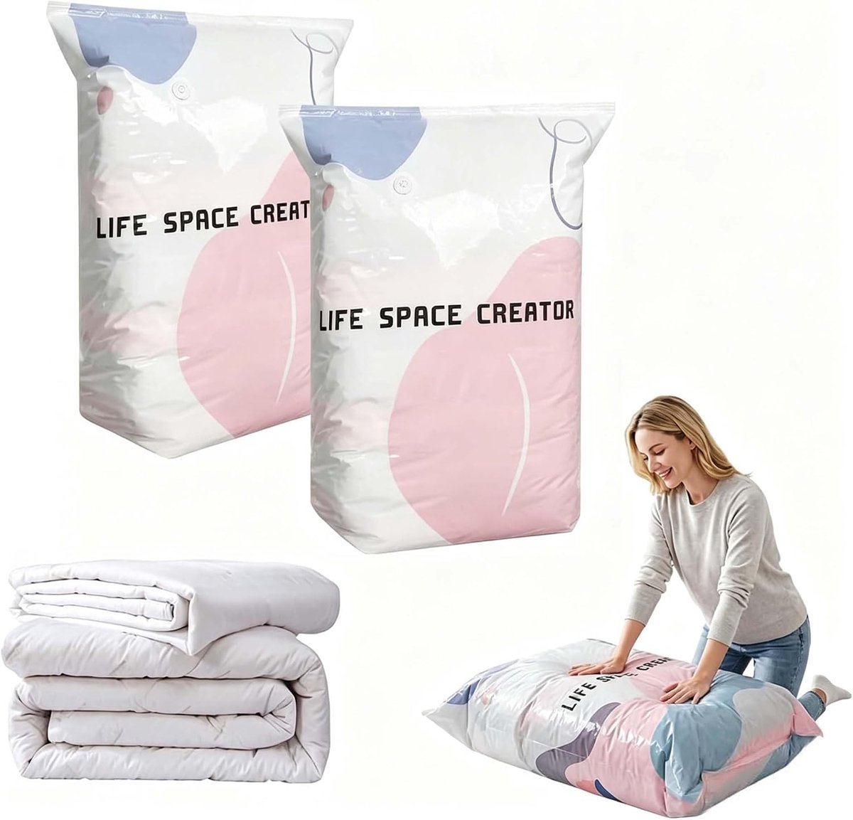 Opbergzakken 100 x 80 x 38 cm - 2 stuks - Ruim en stevig - Ideaal voor opslag - ShopVlot