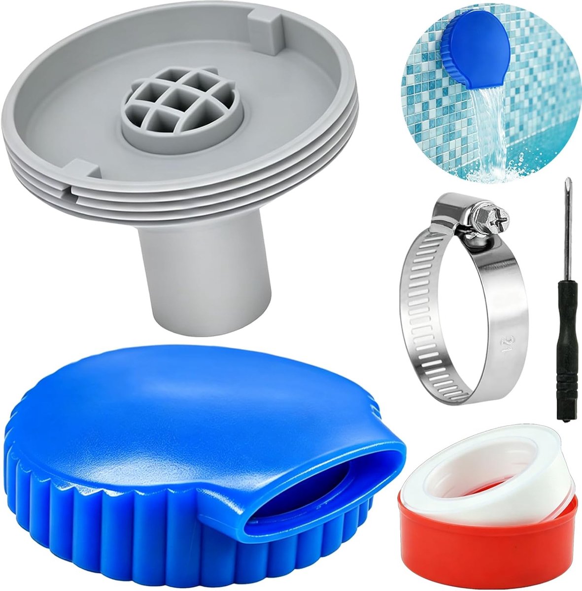 Pooluitlaatmondstuk 32mm - Inlaatmondstuk voor staalwandzwembad - Verbeterde watercirculatie - Inclusief accessoires - ShopVlot