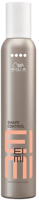 Wella EIMI Shape Control Extra Firm Styling Mousse met logo en 'Shape Control' tekst.