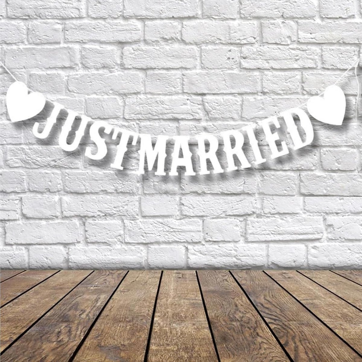 Just Married Garland - Vintage Wedding Banner - Met Touw - Perfect voor Bruiloft - ShopVlot