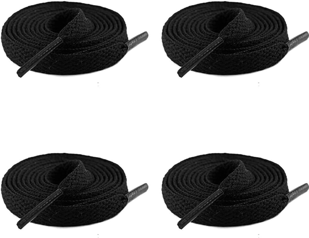 Platte veters 120 cm - zwart - 4,5 mm breed - scheurvast - ideaal voor wandelschoenen - ShopVlot