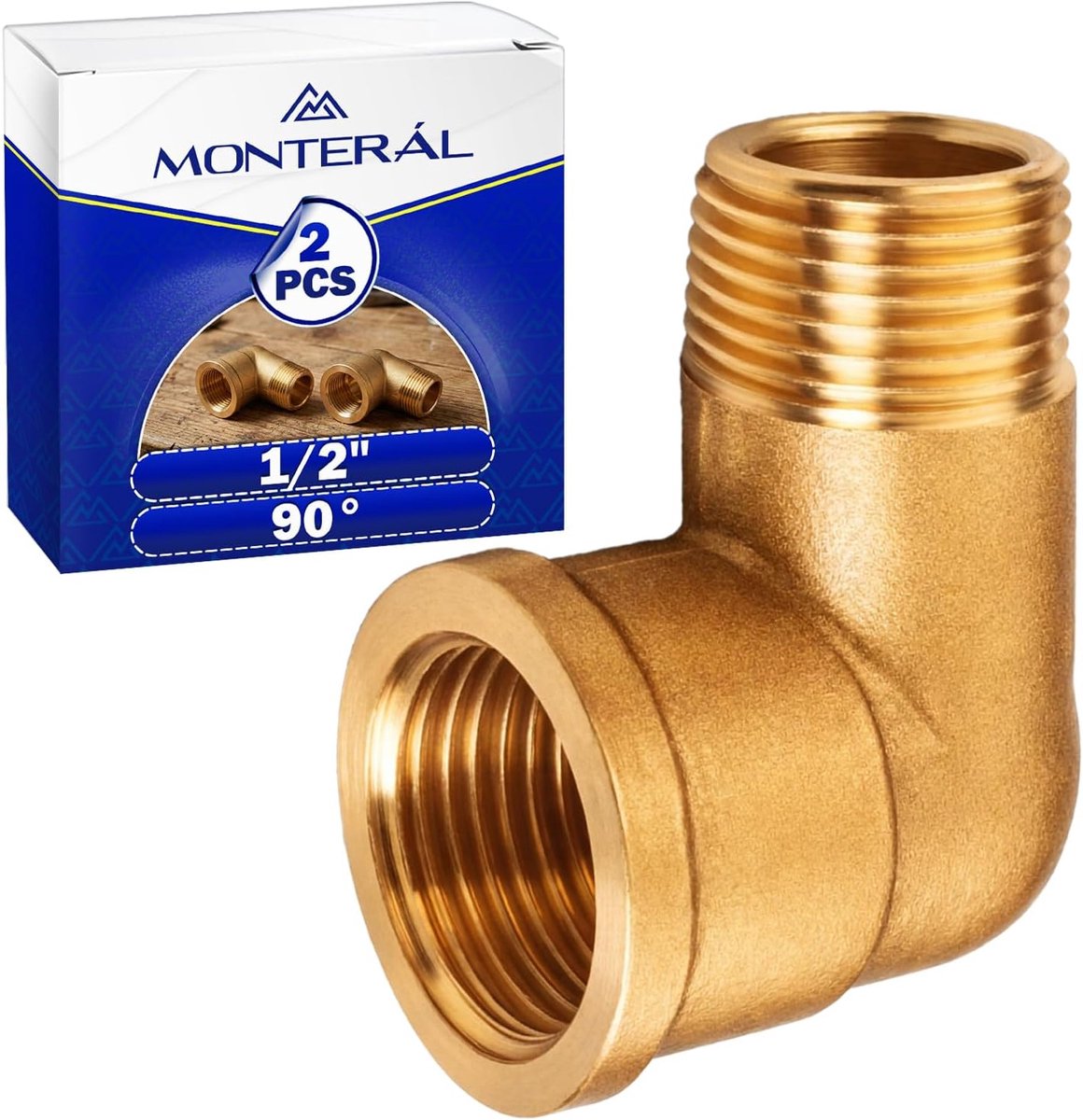 Hoekconnectoren waterslang 90° - messing - 1/2 inch binnendraad - perfecte oplossing voor nauwe ruimtes - ShopVlot