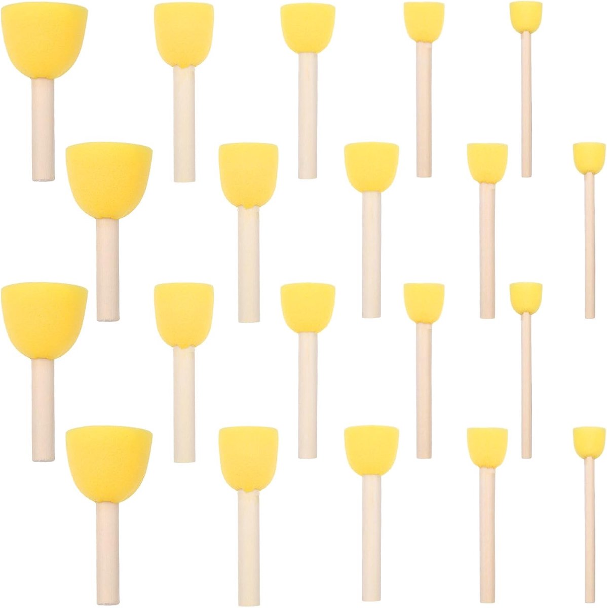 Sponskwasten 20pcs - 5 maten - houten handvat - ideaal voor verven en knutselen - ShopVlot