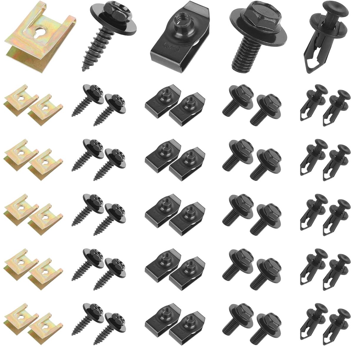 Plate Nuts Set 100pcs - Universele Bevestigingsclips - Metaal en Kunststof - Ideaal voor Auto-onderdelen - ShopVlot