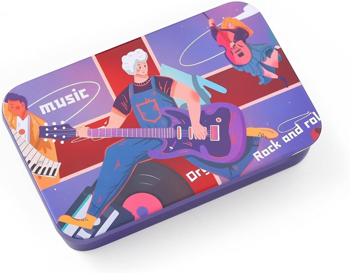 Gitaar-plectrumhouder groot - schuifdoos met gitaarmotief - praktisch ontwerp - ideaal voor plectrums - ShopVlot