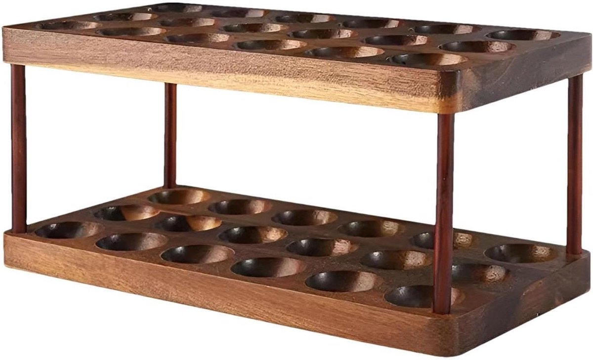 Houten Eierhouder - Eierdienblad Ei Opslag - Keuken Organiseren - Dubbellaags Ontwerp - 36 Eieren - Houtkleur