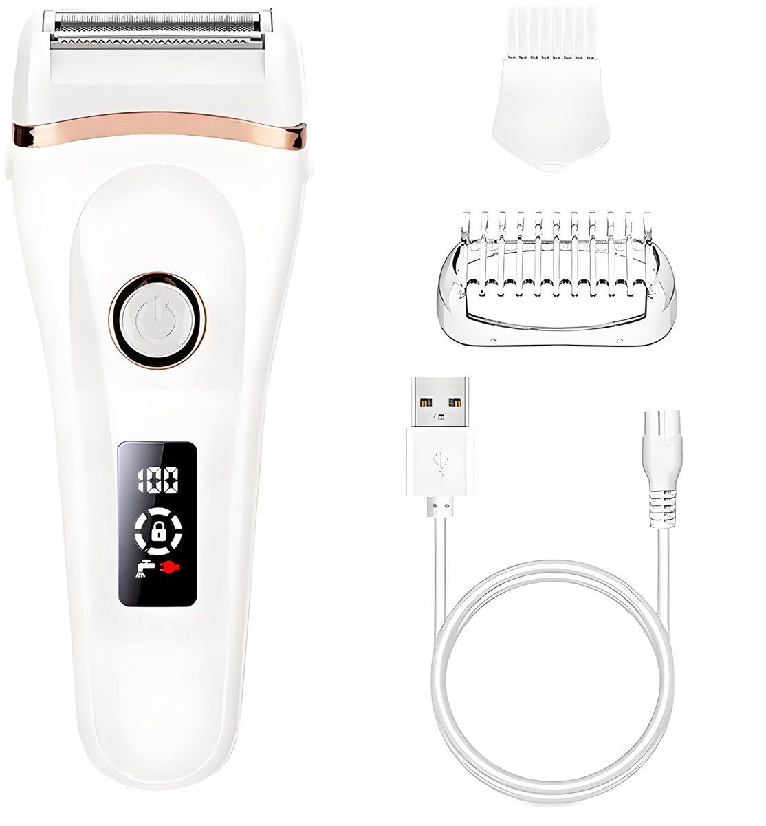 3-in-1 ontharingsapparaat voor vrouwen, geschikt voor gezicht, oksels, benen en bikinilijn - Elektrisch ontharingsapparaat - Ontharingsapparaat voor de intieme zone - Unisex - 14*5*17,2 cm - USB oplaadbaar - Wit