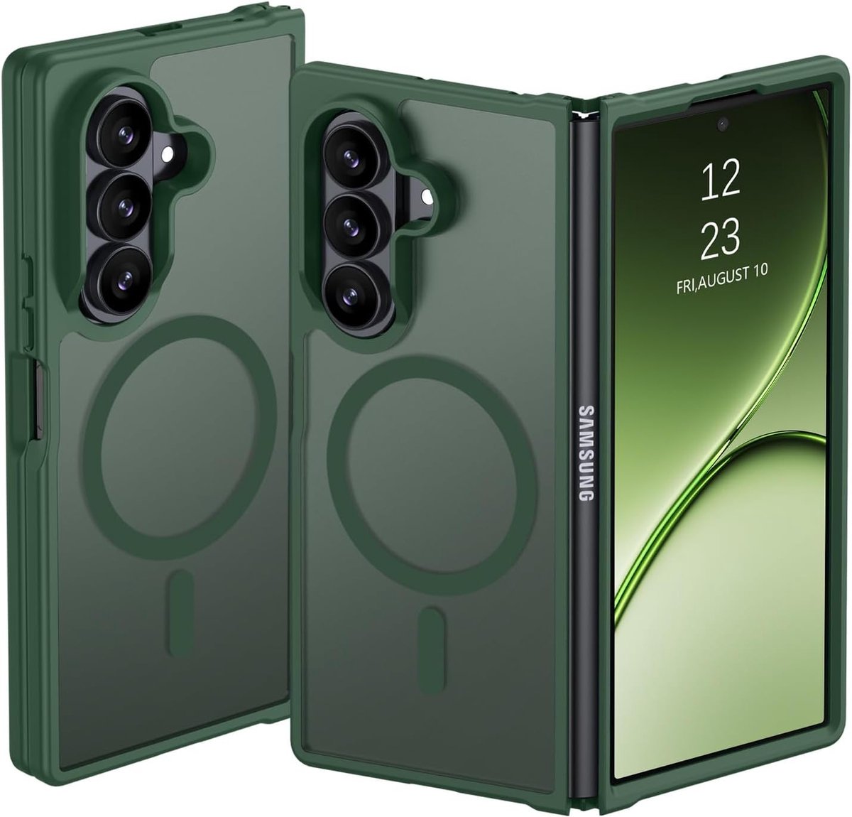 Hoesje Geschikt voor Samsung Galaxy Z Fold8 Ultra - Groen - Casemania Magnetisch Matte Armor Back Cover - Val/Stoot Bescherming Telefoon - Geschikt voor MagSafe en Draadloos Opladen