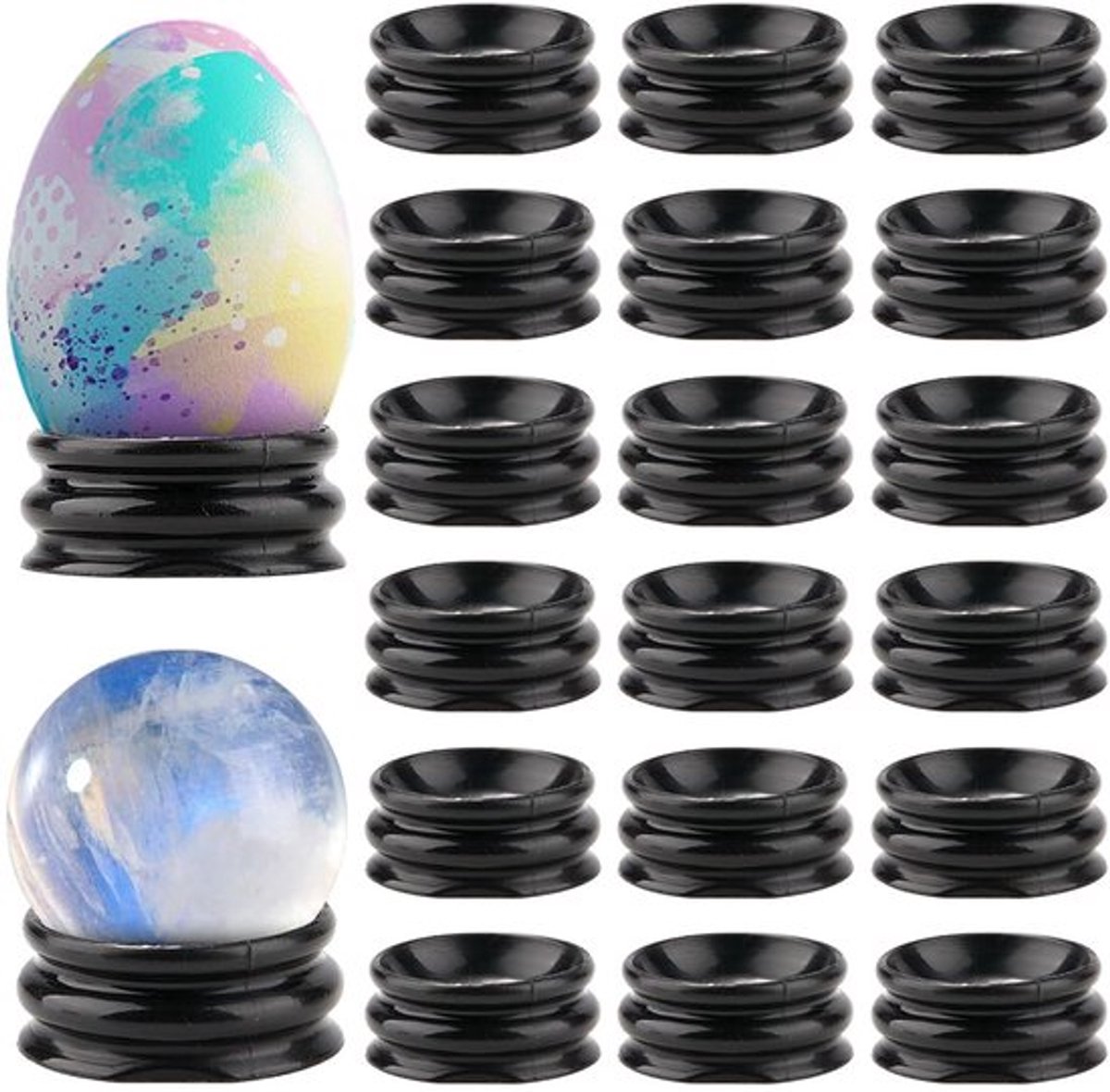 20 stuks zwarte platte ronde displaystandaards, bolstandaards, kristallen bolhouder, woondecoratie, voetstukrek voor 1-2 inch bereik, bol, thuiskantoor, bureaubladdecoratie, 27,5 x 11,5 mm