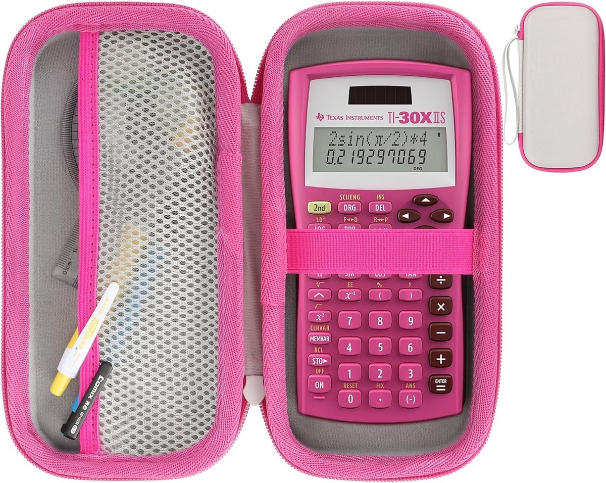 Beschermende Hard Case voor Wetenschappelijke Rekenmachines - Geschikt voor TI-30XS, TI-30X Pro, TI-30XA, TI-36X PRO, TI-30X Plus en TI-30XIIS - Wit en Roze Design