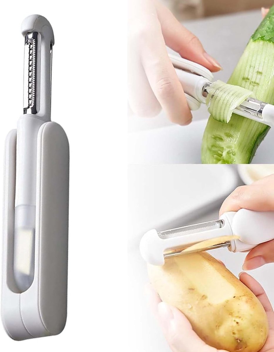 Professionele 3-in-1 Multifunctionele Groentenschiller en Fruitmes voor Aardappelen, Wortels en Groenten, Keukenhulpmiddel voor Efficiënt Schillen en Snijden