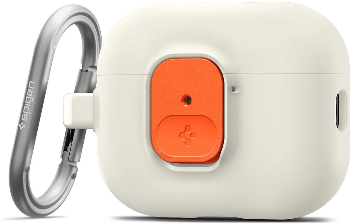 Spigen Hoesje Geschikt voor AirPods Pro 3 - Nano Pop Case met Karabijnhaak Oranje Beige