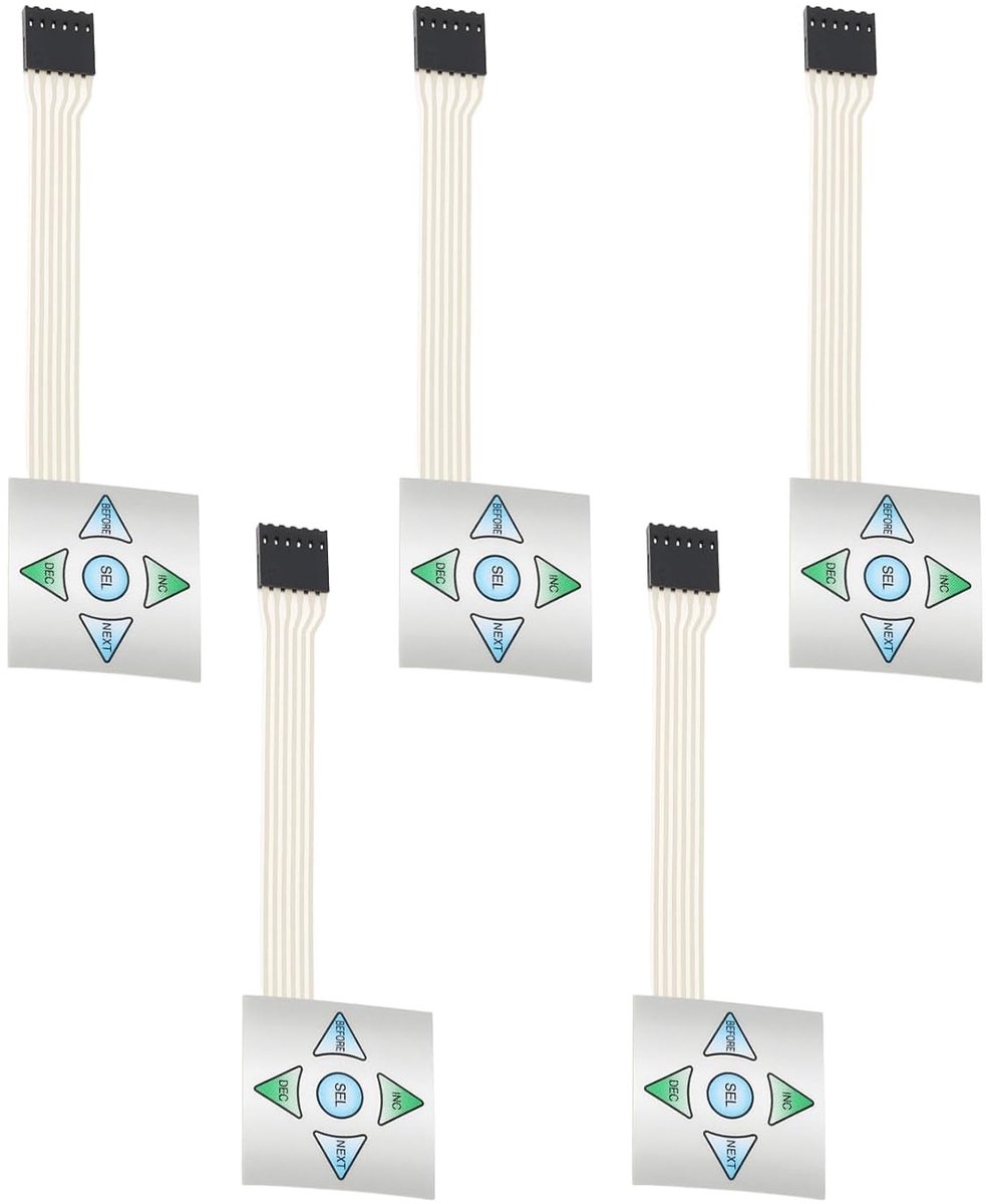 5 Stuks 5 Toetsen Membraan Toetsenbord 1X5 Matrix Array Bedieningspaneel 40x40mm voor Elektronische Projecten en DIY Toepassingen