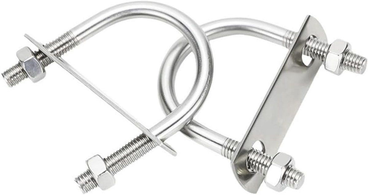 Set van 1 U-bout M12 x 133 mm in roestvrij staal, U-vormige schroeven voor beugels, buisklemmen en bevestigingen