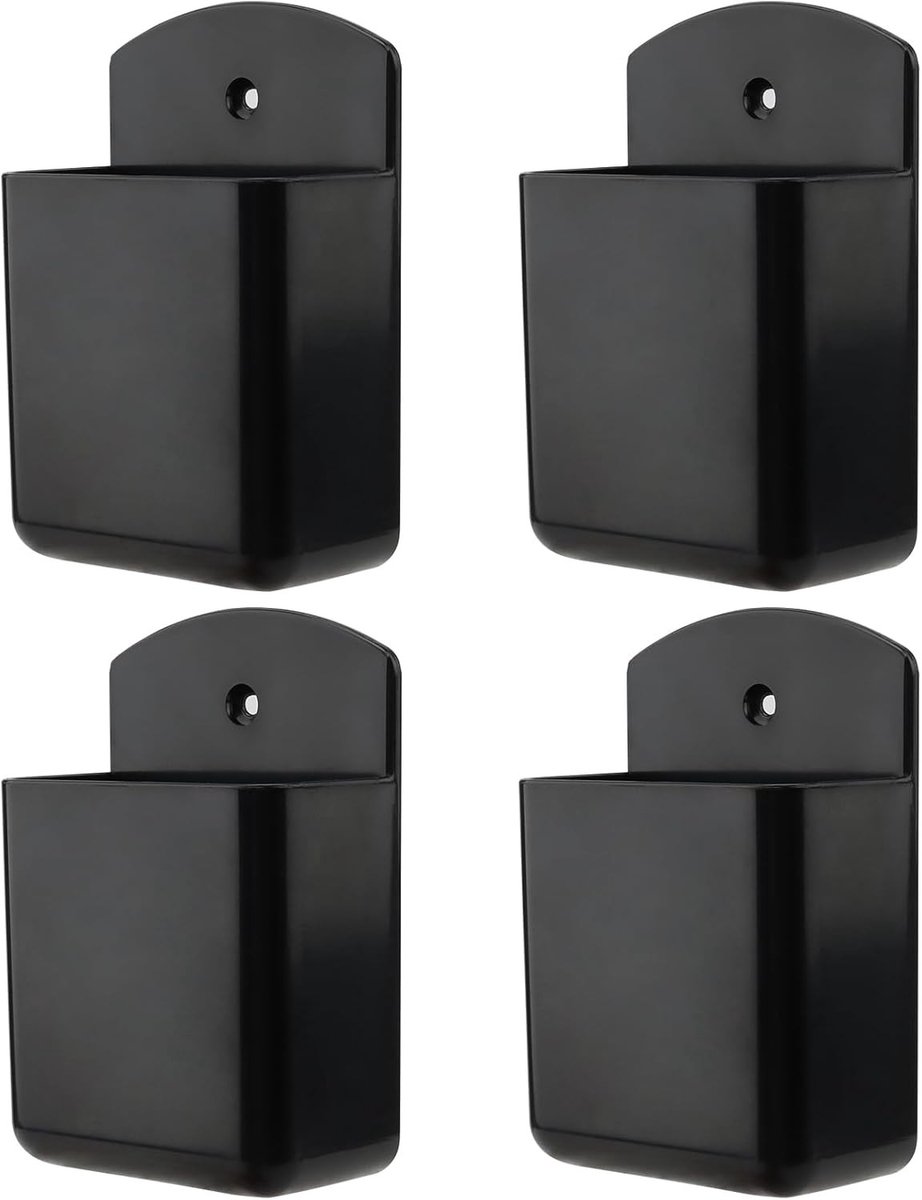 Set van 4 Zelfklevende Houder voor Afstandsbedieningen, Muurbevestiging, Opbergbak en Telefoonoplader