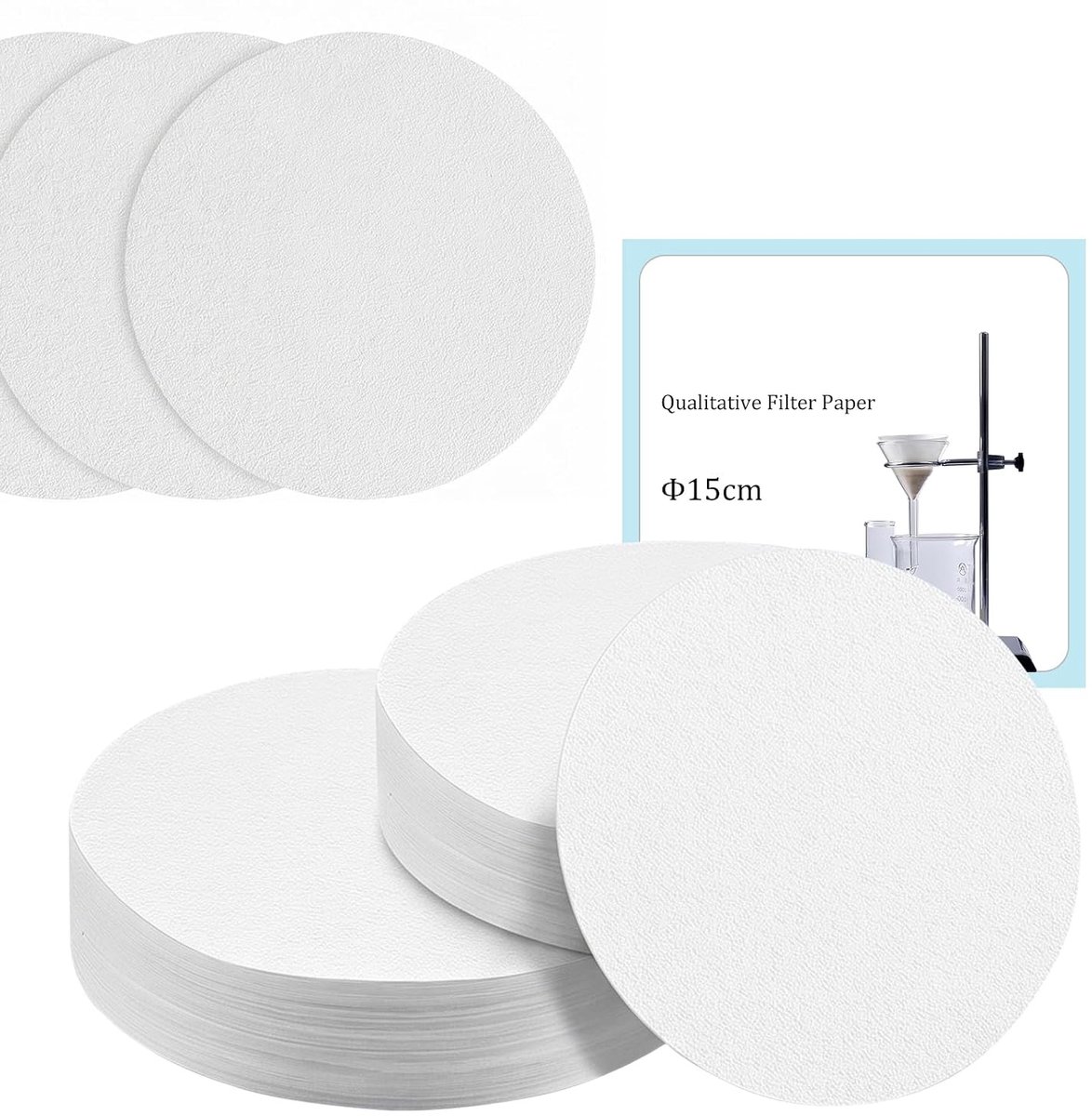 200 stuks rond laboratoriumfilterpapier van 15 cm diameter voor chemische analyses, koffiefilters en deeltjesafscheiding