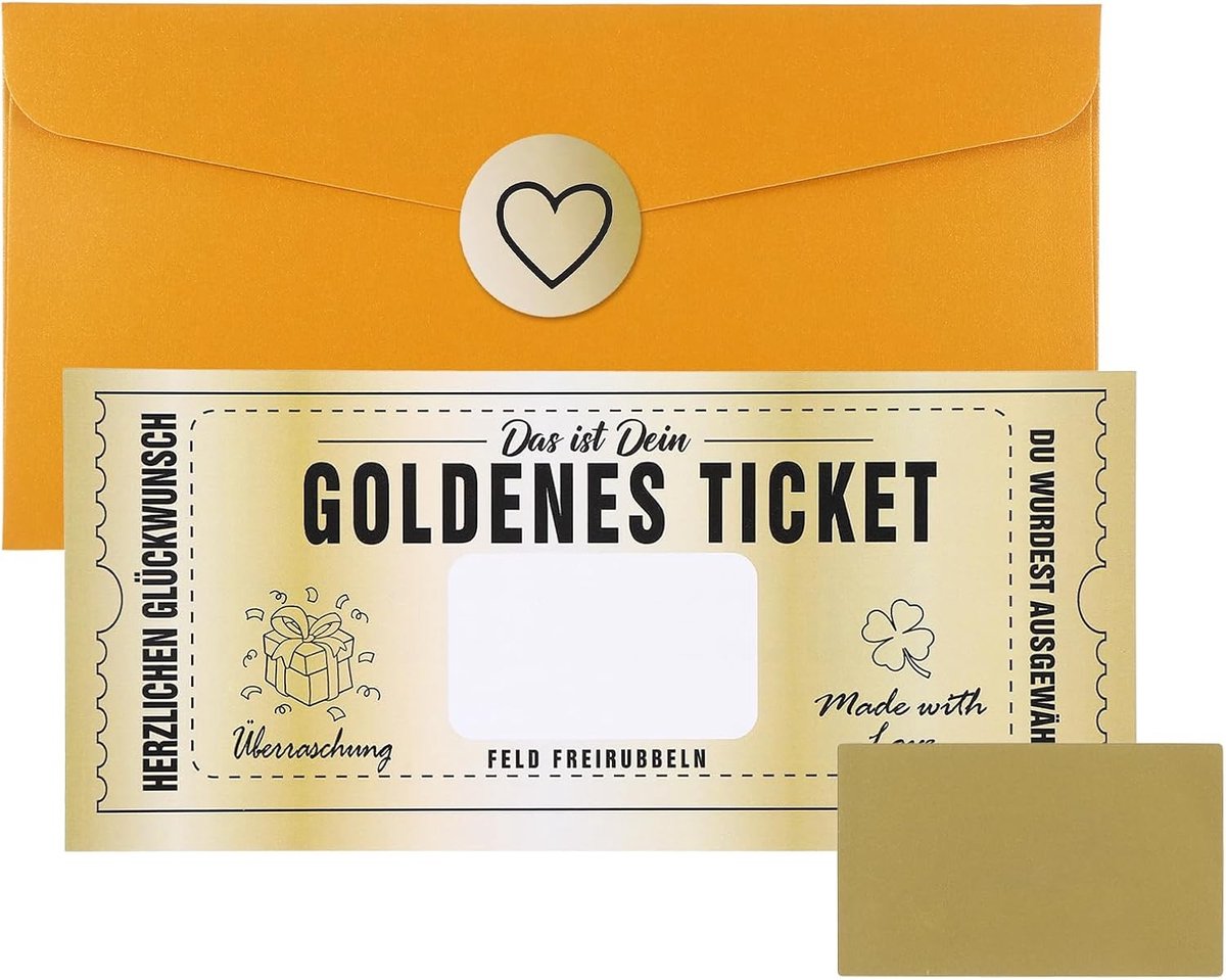 Wensvoucher voor jezelf met envelop, bioscoopbon, krasloten, reisvoucher en kerstcadeau voor mannen