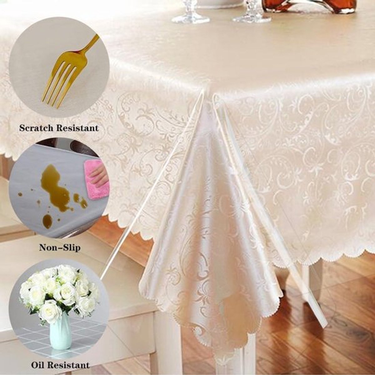 Transparant tafelkleed van 100 x 100 cm gemaakt van waterdichte en afwasbare PVC folie, vetdicht en ideaal voor het beschermen van tafels tegen vuil en vocht