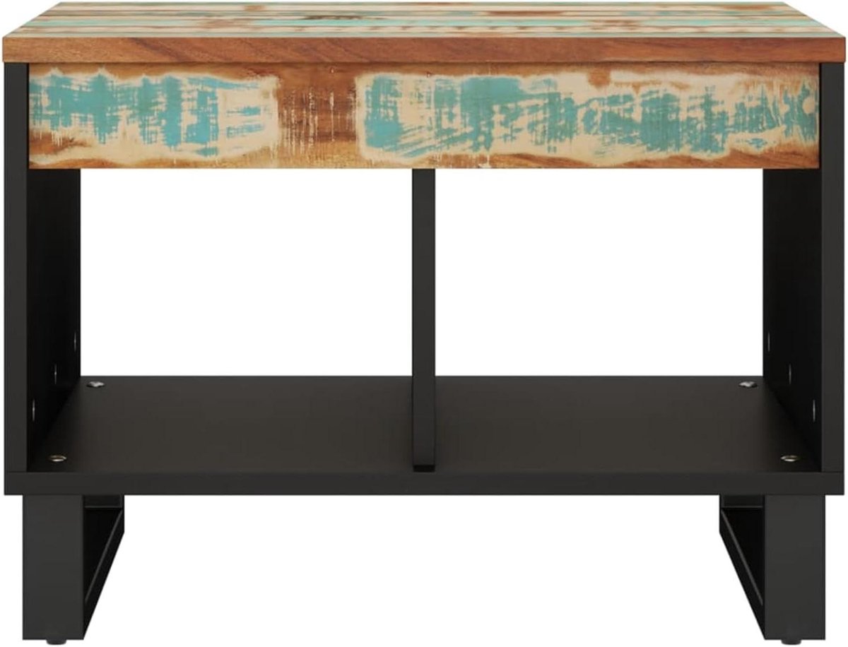 Salontafel Oud Hout - Koffietafel Woonkamer - Opbergen Decoreren - Uniek Gerecycled Hout - 55x50x40 cm - Meerkleurig