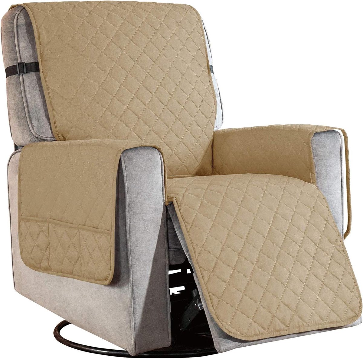 Fauteuilhoes - Stoelhoes Bankhoes - Meubels Beschermen - Omkeerbaar Design - 63.5 cm Zitbreedte - Khaki