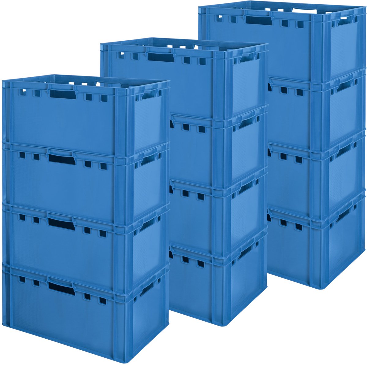 12 E3 Vleeskrat, Blauw, Eurobox, Voedselveilig, Slagerskrat, Opbergdoos, Plastic Bak, Stapelbaar, 60 x 40 cm, Kingpower