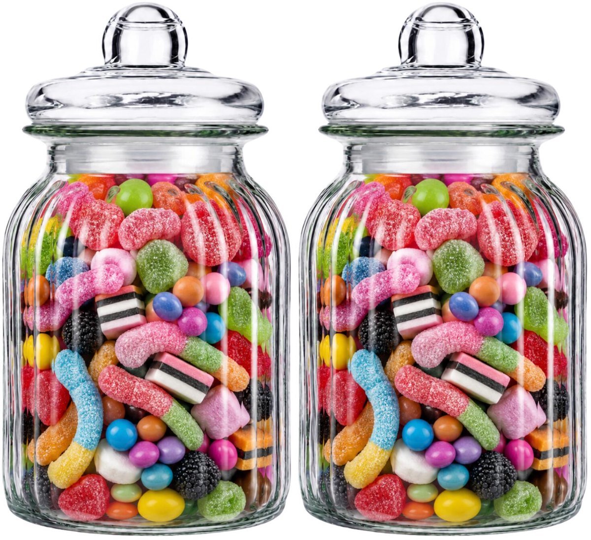 Alessandro luxe voorraadpot - 2x - snoeppot - glas - met deksel - 2.5 liter - koektrommel - snoepjes - 15 x 26 cm