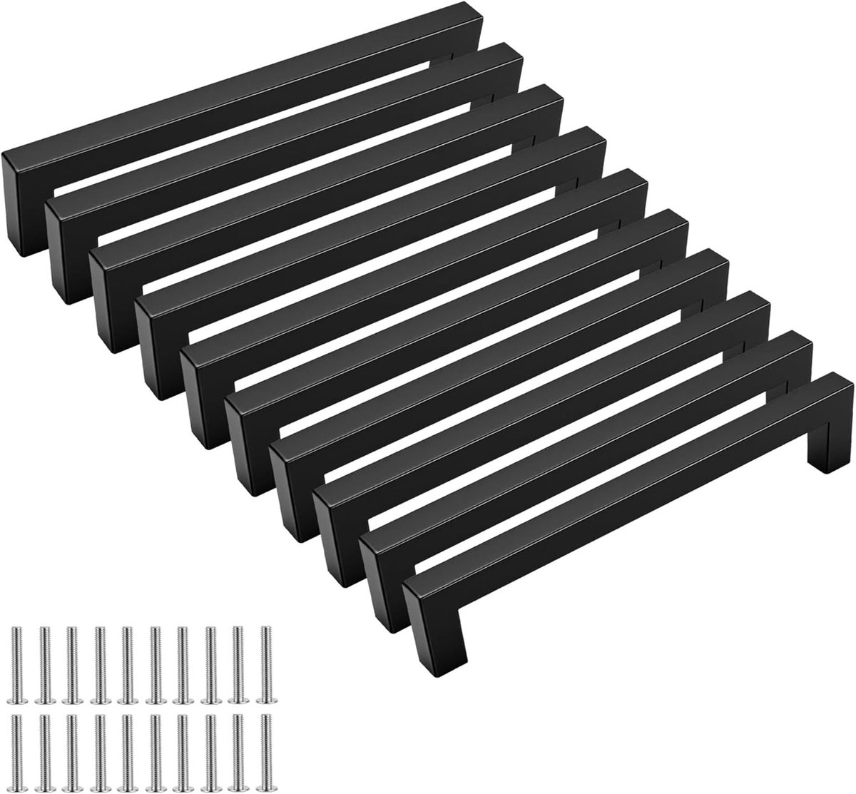 Set van 10 zwarte keukenkasthandgrepen van roestvrij staal - moderne ladekastdeurgrepen met 160 mm gatcentra voor een stijlvolle keuken