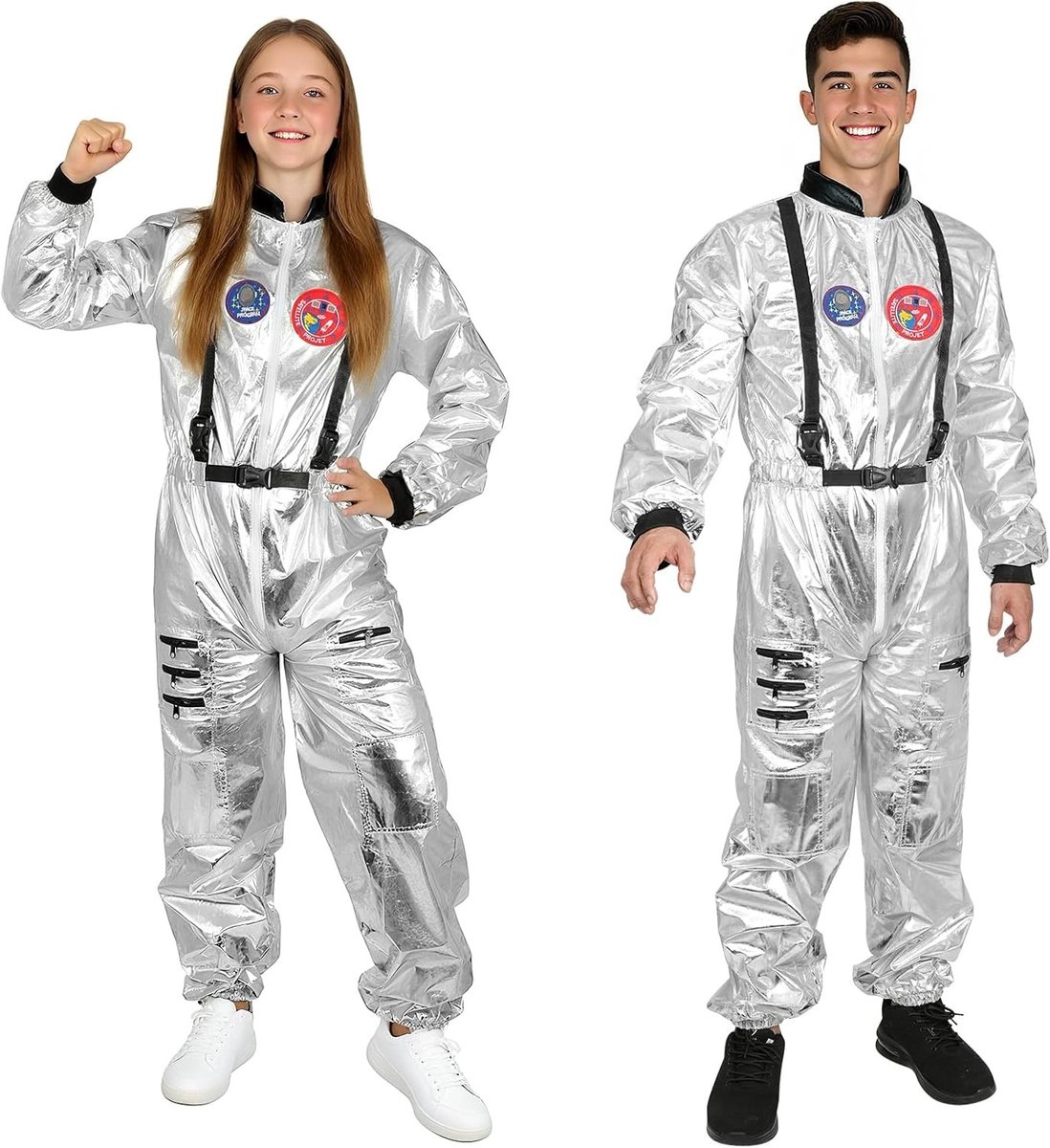 Astronauten kostuum voor volwassenen in zilver met zakken - Ruimtepak voor Halloween en carnaval, ideaal voor cosplay en feestelijke evenementen