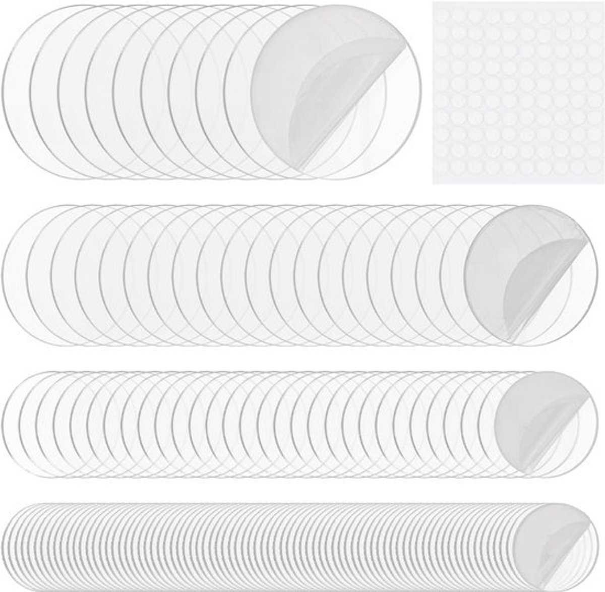 140 stuks betrouwbare cirkels acrylplaat 25/30/40/50 mm acryl miniatuurbasis met dubbelzijdige lijmpads blanco ronde acrylbasis voor actiefiguur miniatuur festival betrouwbaar