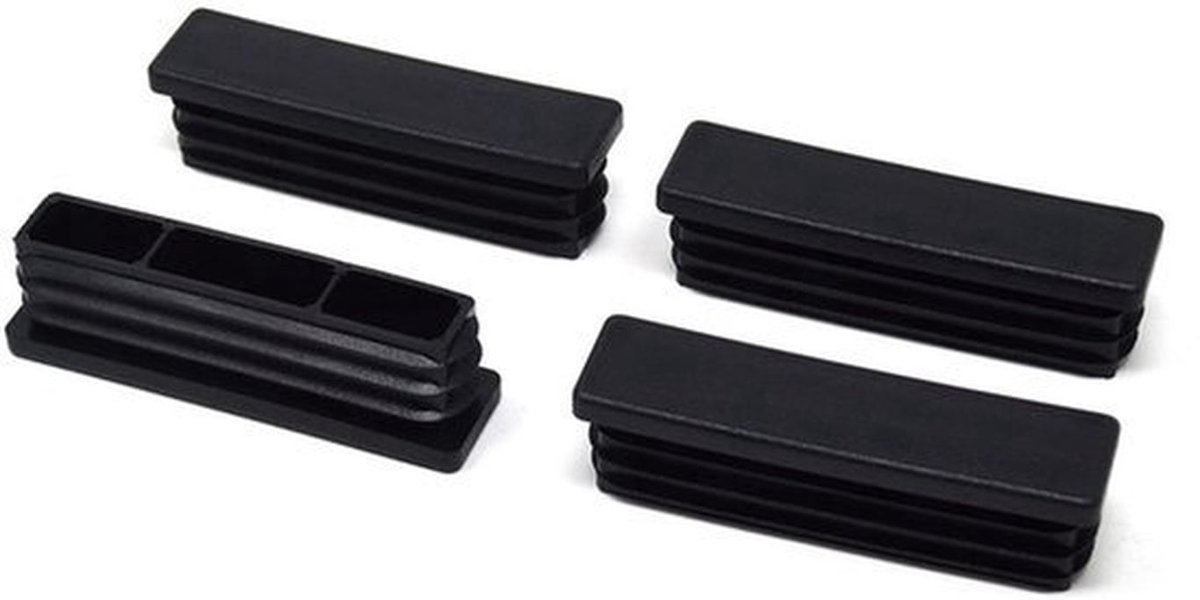 4x Vierkante Buisstoppen 80x20mm - Lamellen en Glad Glijvlak - Voor Wanddikte 1-2 mm
