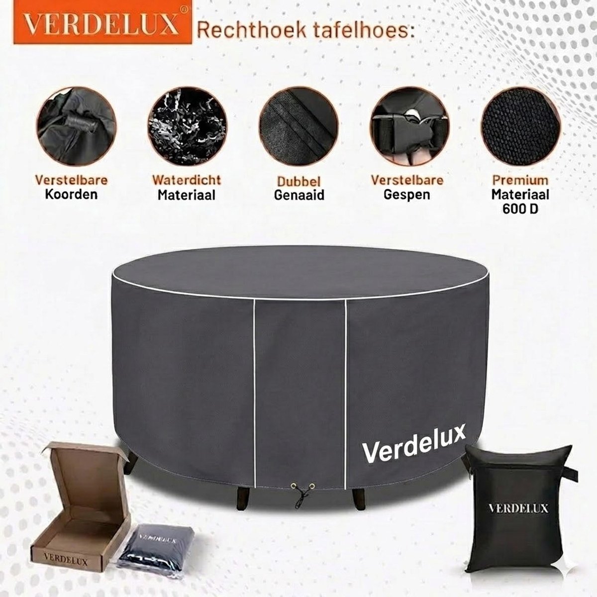 Verdelux Tafelhoes Ronde Tuintafel Ø141x75 cm Antraciet