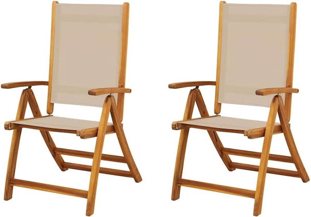 Opvouwbare tuinstoelen - Terrasstoelen buiten - Buiten relaxen - Verstelbare rugleuning - 57 x 72 x 109 cm - Taupe